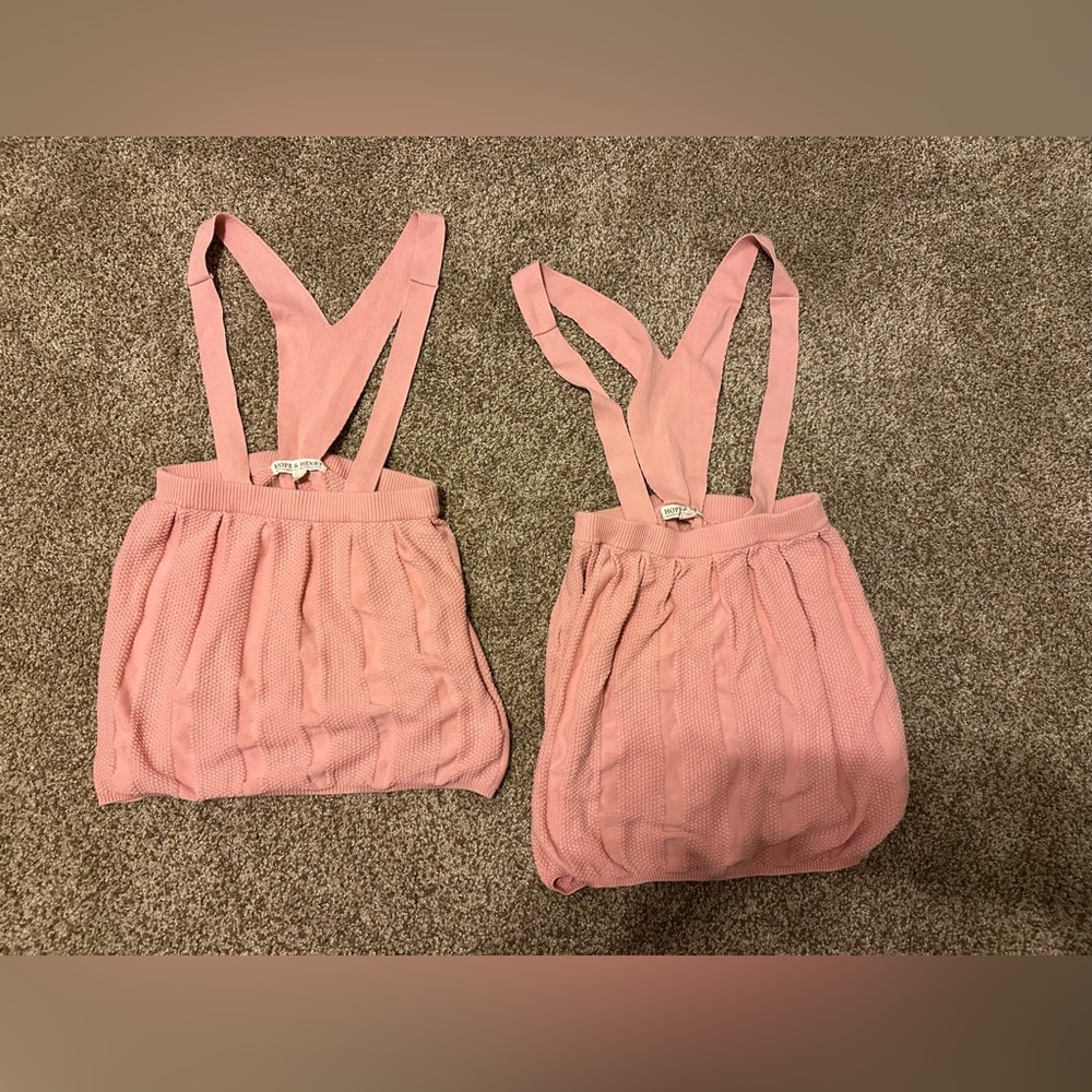 Hope and Henry Girls’ Pink Knit Skirtall/Overall- 2 sizes